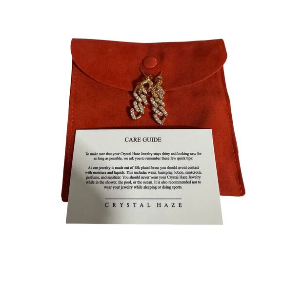 Crystal Haze Mexican Chain Drop Earrings – 18k Gold Plated Brass Cubic Zirconia - Picture 4 of 4